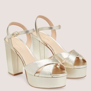 NWT Stuart Weitzman IVONA Platino Metallic Nappa - size 9.5